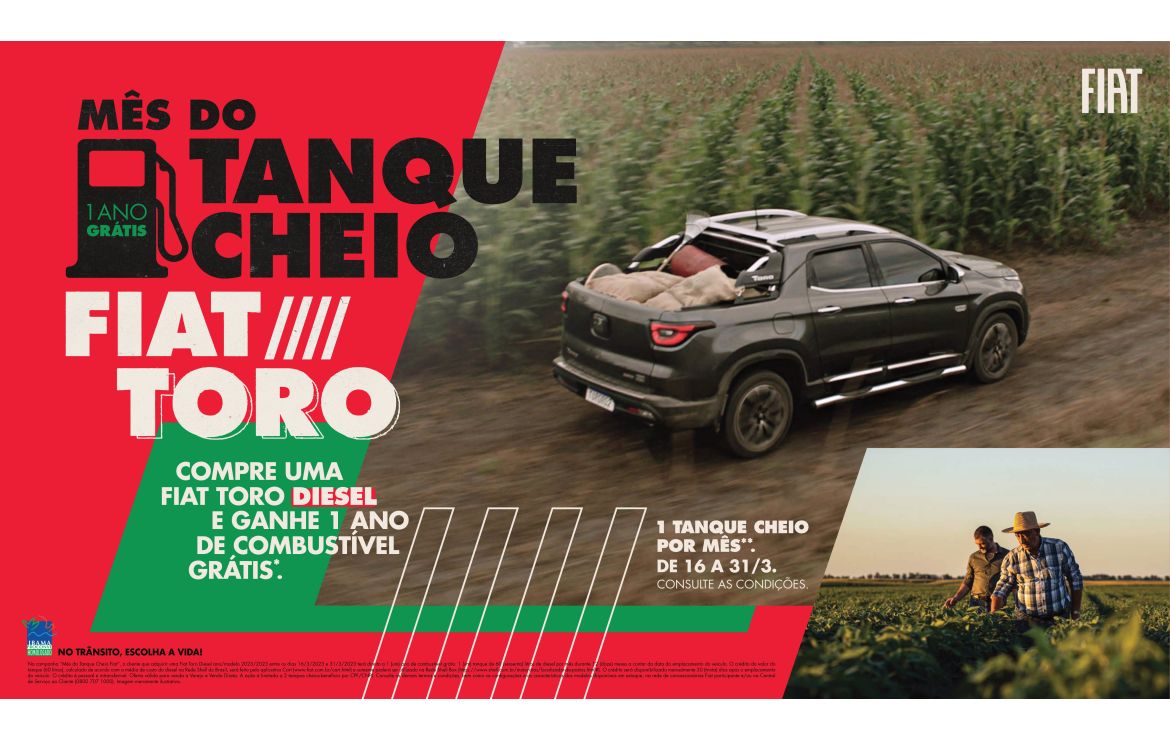 Fiat oferece um ano de tanque cheio para quem comprar Toro com motor diesel