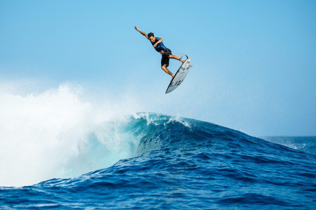 TEAHUPO'O, TAHITI, FRENCH POLYNESIA - MAY 30: WSL Champion Italo Ferreira of Brazil surfs in Heat 2 of the Semifinals at the SHISEIDO Tahiti Pro on May 30, 2024, at Teahupo'o, Tahiti, French Polynesia. (Photo by Ed Sloane/World Surf League)