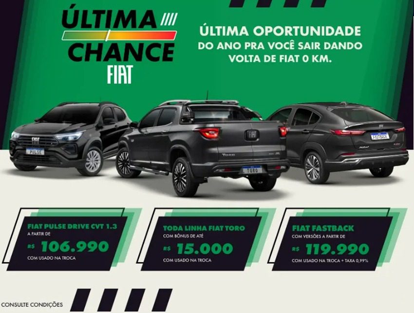 Vamos aproveitar a Última Chance Fiat 2024! Cuida.