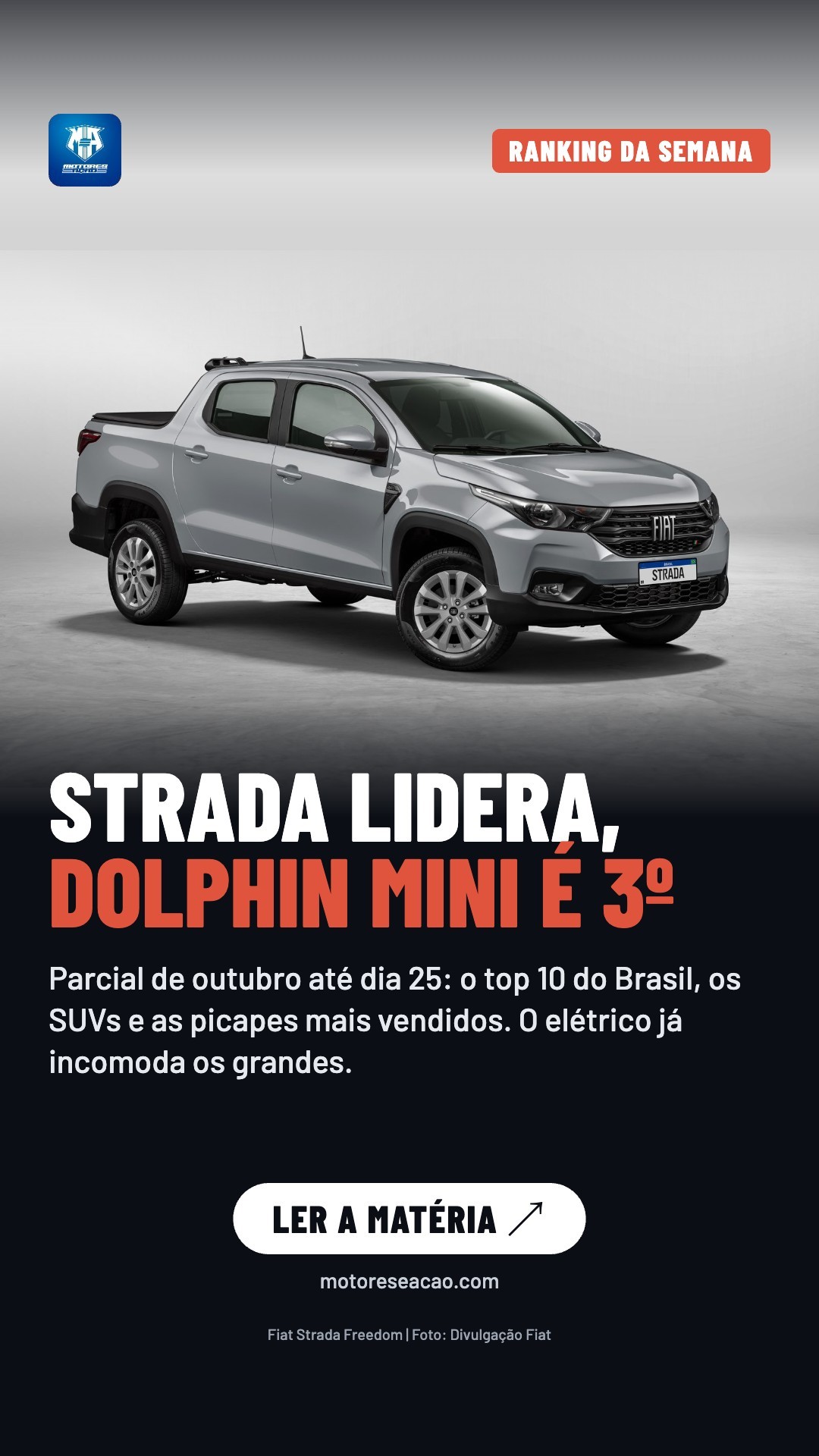 Ranking da Semana: Strada lidera e Dolphin Mini é 3º