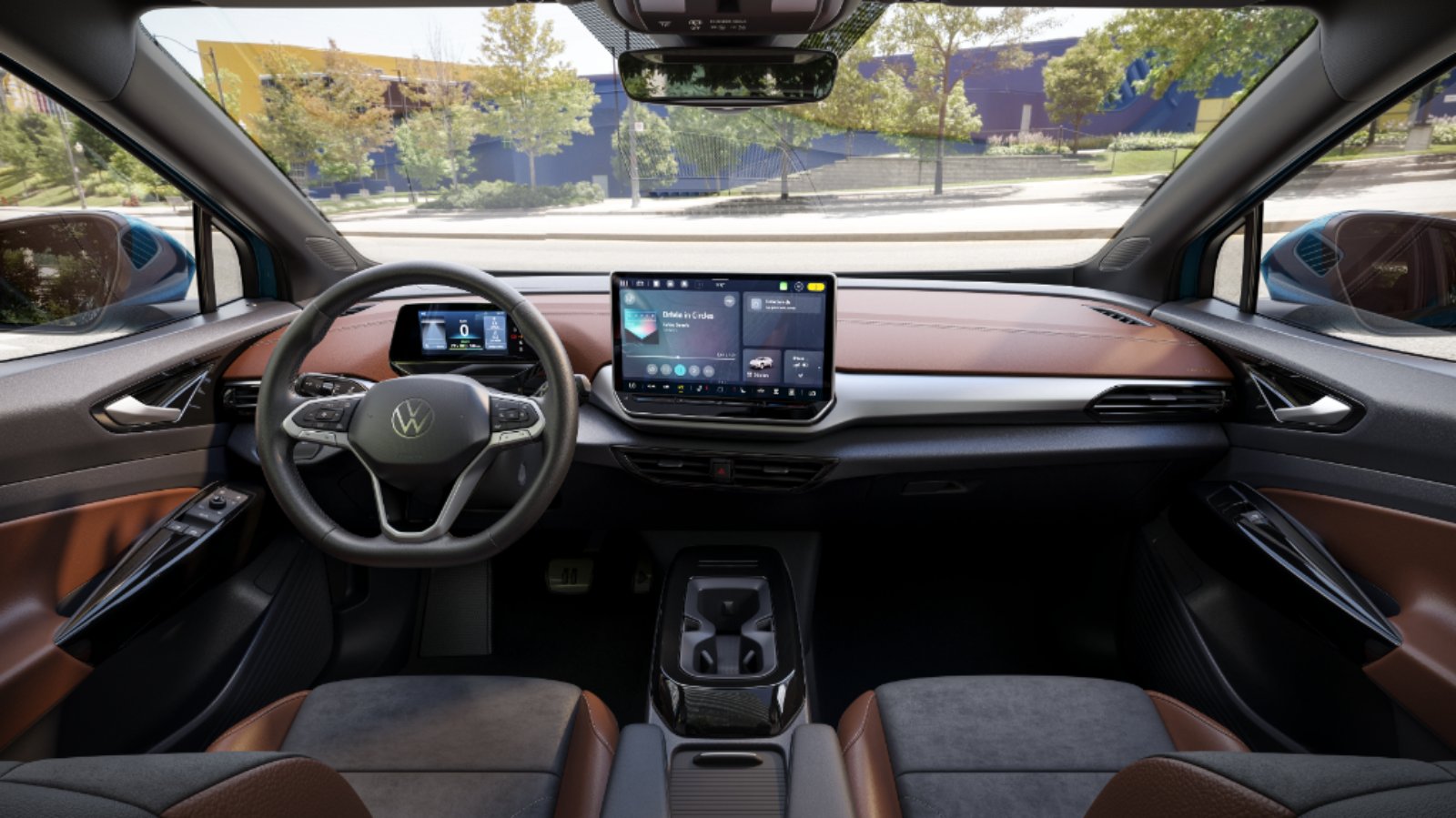 Interior do Volkswagen ID.4 2027 com multimídia de 12,9 polegadas